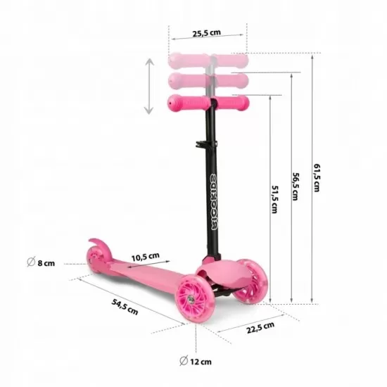 Trotineta cu roti cu LED Ricokids Loco 765102 - Roz Trotineta cu roti cu LED Ricokids Loco 765102 - Roz
