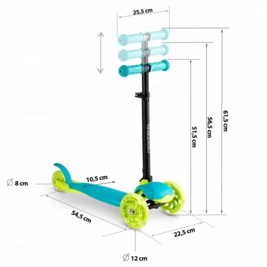Trotineta cu roti cu LED Ricokids Loco 765103 - Turcoaz Trotineta cu roti cu LED Ricokids Loco 765103 - Turcoaz
