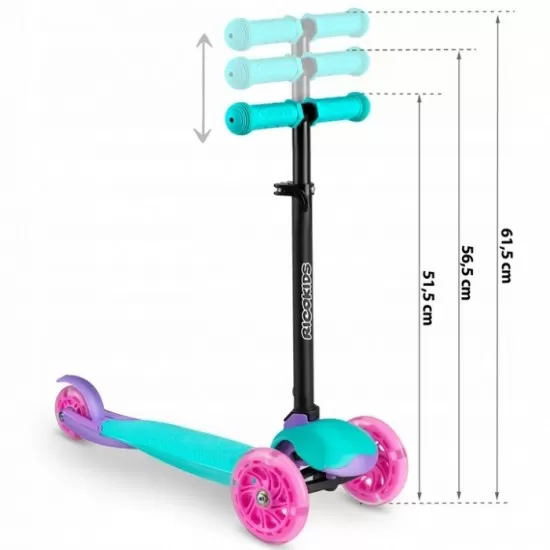 Trotineta cu roti cu LED Ricokids Loco 765104 - Turcoaz cu roz