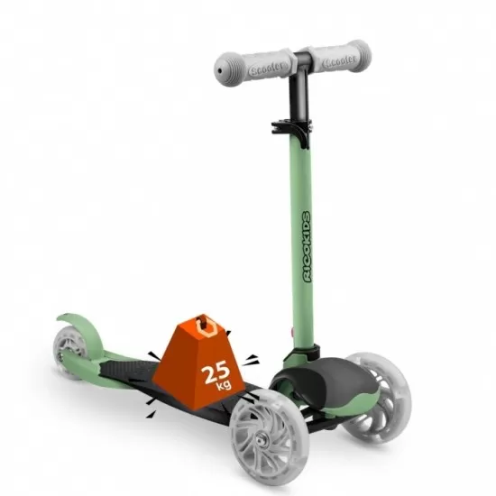Trotineta cu roti cu LED Ricokids Loco 765107 - Verde cu negru Trotineta cu roti cu LED Ricokids Loco 765107 - Verde cu negru