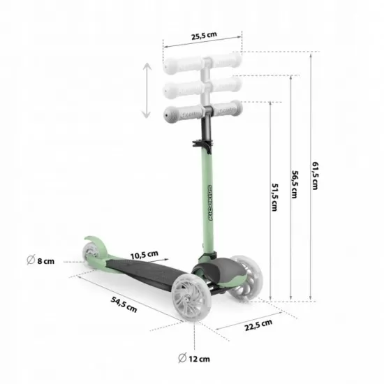 Trotineta cu roti cu LED Ricokids Loco 765107 - Verde cu negru Trotineta cu roti cu LED Ricokids Loco 765107 - Verde cu negru