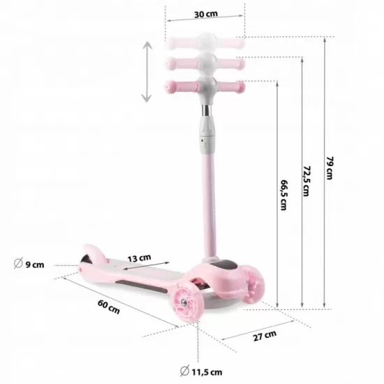 Trotineta cu roti cu LED Ricokids Piko 765001 - Roz