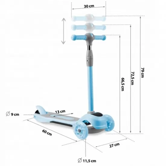 Trotineta cu roti cu LED Ricokids Piko 765003 - Albastru Trotineta cu roti cu LED Ricokids Piko 765003 - Albastru