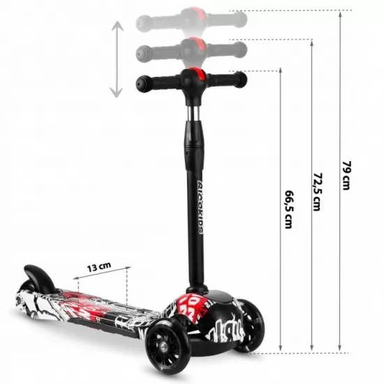 Trotineta cu roti cu LED Ricokids Piko 765010 - Negru - Alb - Rosu Trotineta cu roti cu LED Ricokids Piko 765010 - Negru - Alb - Rosu