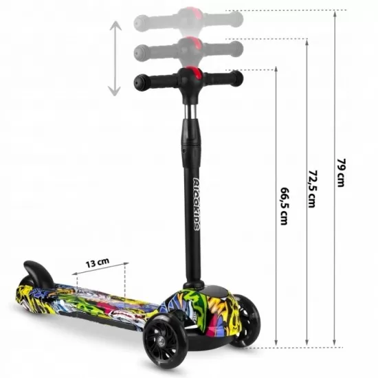 Trotineta cu roti cu LED Ricokids Piko 765011 - Negru - Galben