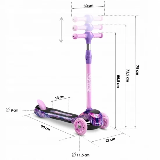 Trotineta cu roti cu LED Ricokids Piko 765013 - Violet - Roz Trotineta cu roti cu LED Ricokids Piko 765013 - Violet - Roz