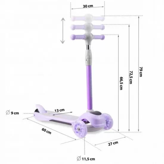 Trotineta cu roti cu LED Ricokids Piko - Violet Trotineta cu roti cu LED Ricokids Piko - Violet
