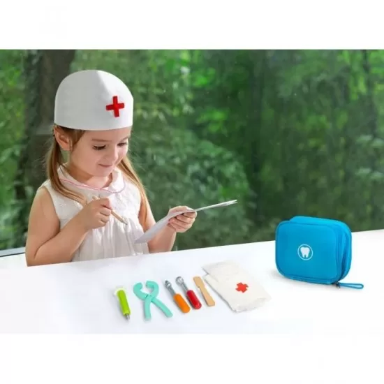 Jucarie trusa medicala cu 7 elemente din lemn Ecotoys Little Dentist Jucarie trusa medicala cu 7 elemente din lemn Ecotoys Little Dentist