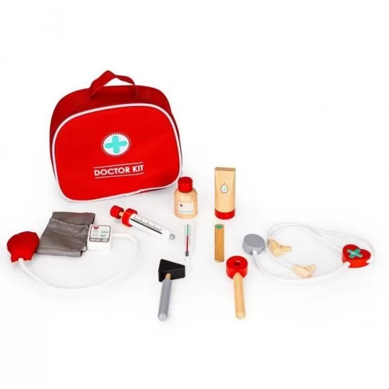 Trusa medicala cu 9 elemente din lemn Ecotoys