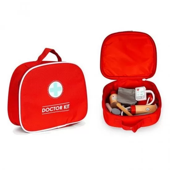 Trusa medicala cu 9 elemente din lemn Ecotoys