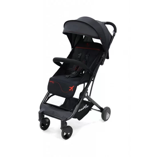 Carucior Asalvo sport, modul Troller-transport pe avion negru-rosu Carucior Asalvo sport, modul Troller-transport pe avion negru-rosu
