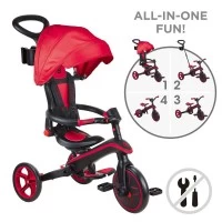 Tricicleta Globber Explorer 4 in 1 pliabila, culoare rosie