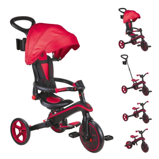 Tricicleta Globber Explorer 4 in 1 pliabila, culoare rosie Tricicleta Globber Explorer 4 in 1 pliabila, culoare rosie
