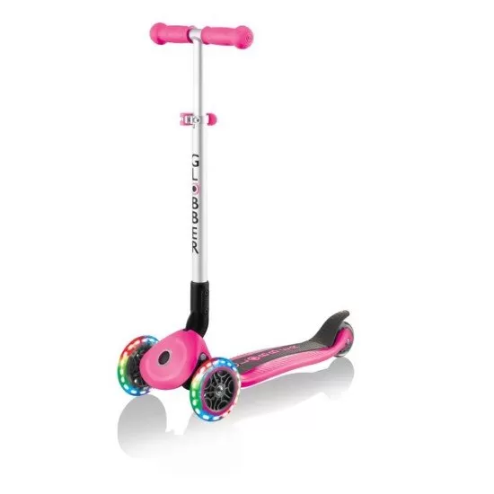 Trotineta Globber Primo cu lumini, pliabila, culoare roz Trotineta Globber Primo cu lumini, pliabila, culoare roz