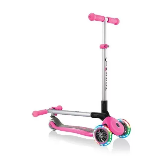 Trotineta Globber Primo cu lumini, pliabila, culoare roz Trotineta Globber Primo cu lumini, pliabila, culoare roz