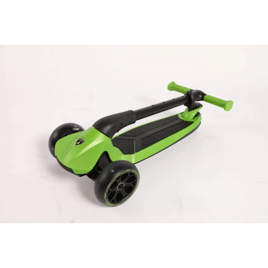Trotineta Lamborghini, 3 roti, cadru aluminiu, verde, roti LED