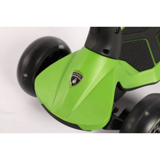 Trotineta Lamborghini, 3 roti, cadru aluminiu, verde, roti LED