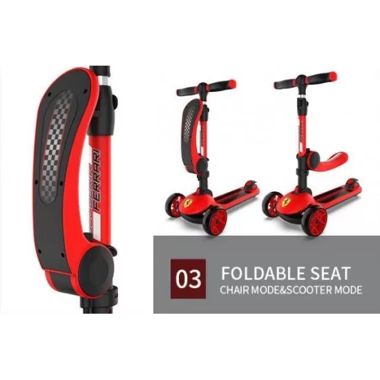 Trotineta pliabila Ferrari Twist rosie cu scaun Trotineta pliabila Ferrari Twist rosie cu scaun