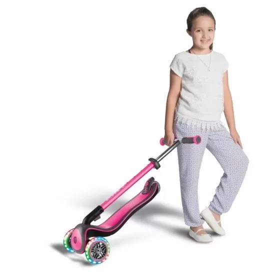 Trotineta pliabila Globber Elite Deluxe Lights Roz