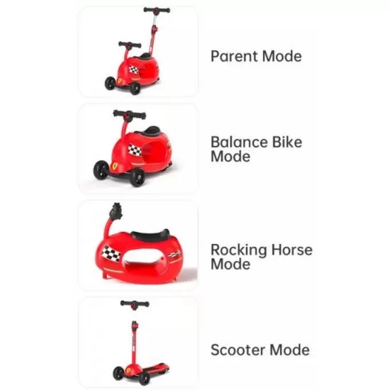 Trotineta pliabila multifonctionala Ferrari 4 in 1 neagra Trotineta pliabila multifonctionala Ferrari 4 in 1 neagra