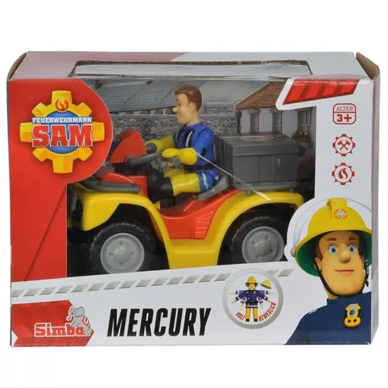 ATV Simba Fireman Sam, Sam Mercury Quad cu figurina Sam si accesorii ATV Simba Fireman Sam, Sam Mercury Quad cu figurina Sam si accesorii