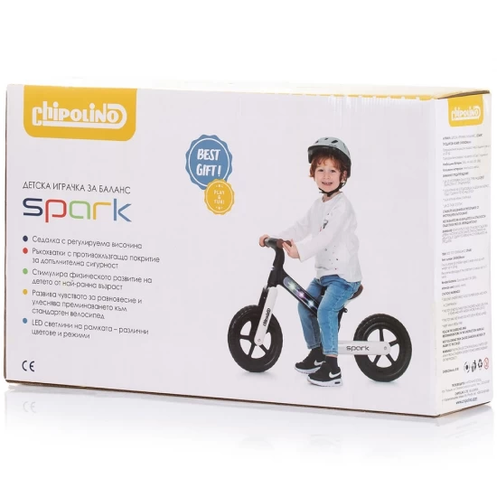 Bicicleta fara pedale Chipolino Spark black white Bicicleta fara pedale Chipolino Spark black white