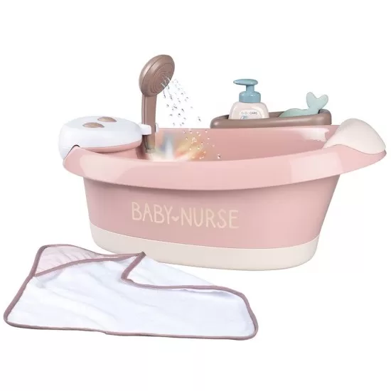 Cadita pentru papusa Smoby Baby Nurse Baleno Bath roz cu accesorii Cadita pentru papusa Smoby Baby Nurse Baleno Bath roz cu accesorii