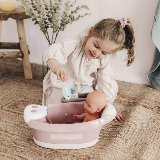 Cadita pentru papusa Smoby Baby Nurse Baleno Bath roz cu accesorii Cadita pentru papusa Smoby Baby Nurse Baleno Bath roz cu accesorii