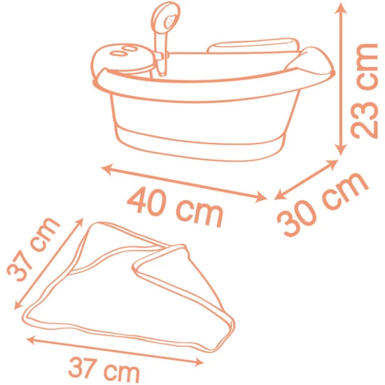 Cadita pentru papusa Smoby Baby Nurse Balneo Bath roz cu 3 accesorii