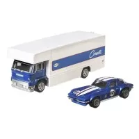 Camion Hot Wheels Mattel Car Culture Coupe Fleet Flyer cu masina Custom Corvette