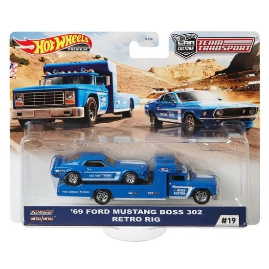 Camion Hot Wheels cu masina Ford Mustang Boss 302 Camion Hot Wheels cu masina Ford Mustang Boss 302