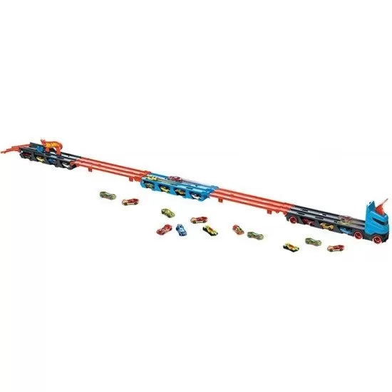 Camion si pista de masinute Hot Wheels Speedway Hauler cu trailer si 3 masinute