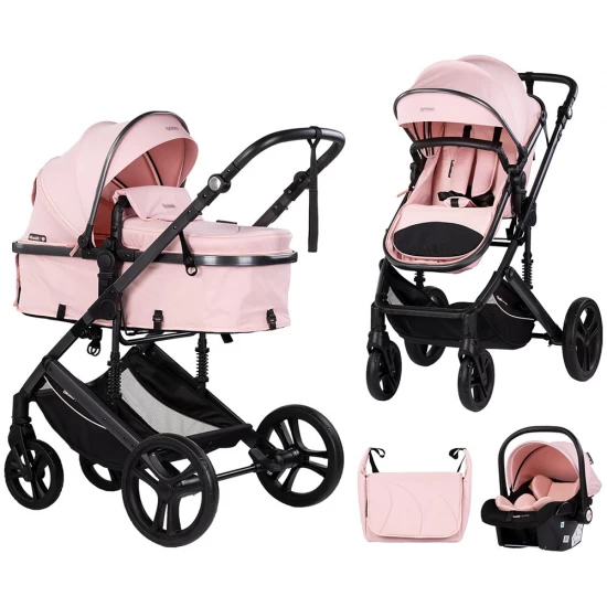 Carucior copii 3 in 1 Chipolino Amore Powder Pink
