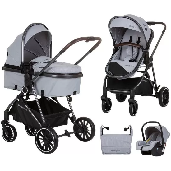 Carucior copii 3 in 1 Chipolino Aura Ash Grey Carucior copii 3 in 1 Chipolino Aura Ash Grey