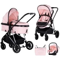 Carucior copii 3 in 1 Chipolino Aura Pink Marshmallow