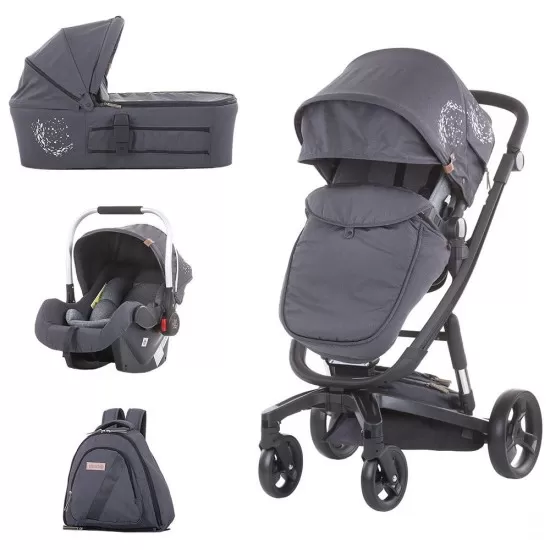 Carucior Chipolino Electra 3 in 1 Silver cu cadru negru Carucior Chipolino Electra 3 in 1 Silver cu cadru negru