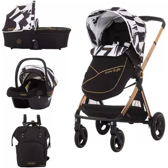 Carucior copii 3 in 1 Chipolino Elite Black White Carucior copii 3 in 1 Chipolino Elite Black White