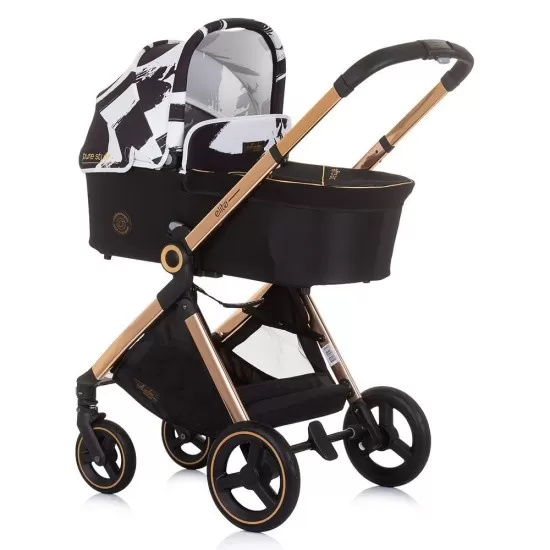 Carucior copii 3 in 1 Chipolino Elite Black White Carucior copii 3 in 1 Chipolino Elite Black White