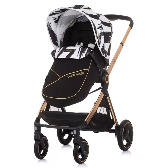 Carucior copii 3 in 1 Chipolino Elite Black White Carucior copii 3 in 1 Chipolino Elite Black White