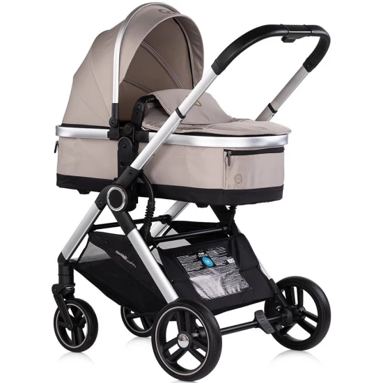 Carucior copii 3 in 1 cu landou, scaun auto, geanta mamici Chipolino Euphoria Latte