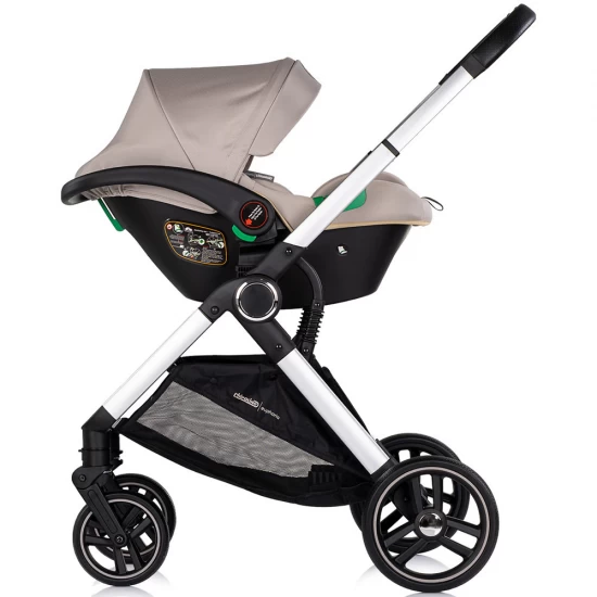 Carucior copii 3 in 1 cu landou, scaun auto, geanta mamici Chipolino Euphoria Latte