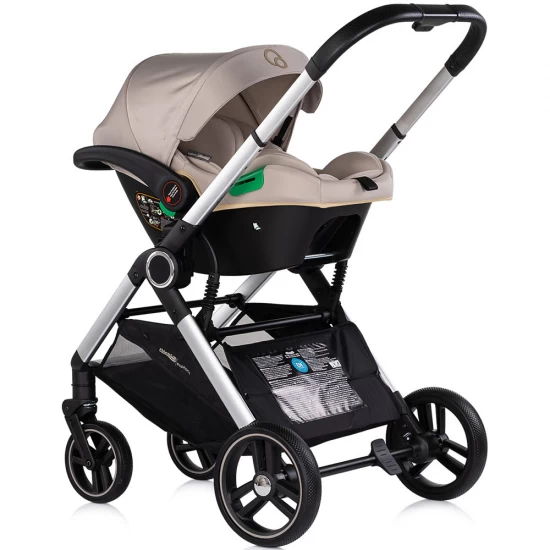 Carucior copii 3 in 1 cu landou, scaun auto, geanta mamici Chipolino Euphoria Latte