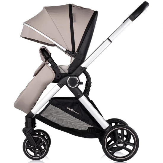 Carucior copii 3 in 1 cu landou, scaun auto, geanta mamici Chipolino Euphoria Latte