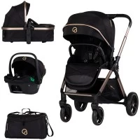 Carucior copii 3 in 1 cu landou, scaun auto, geanta mamici Chipolino Euphoria Noir