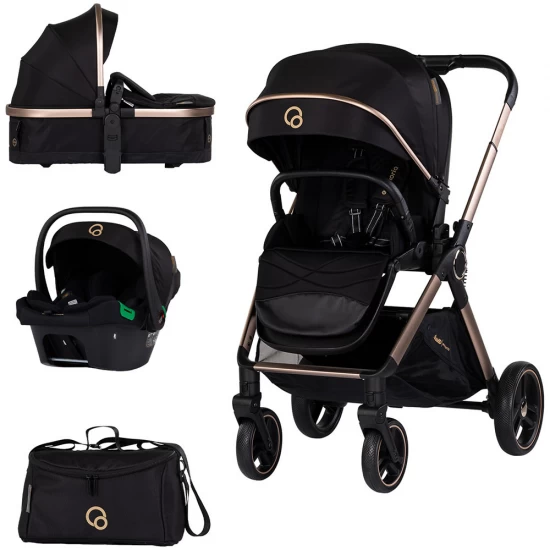 Carucior copii 3 in 1 cu landou, scaun auto, geanta mamici Chipolino Euphoria Noir