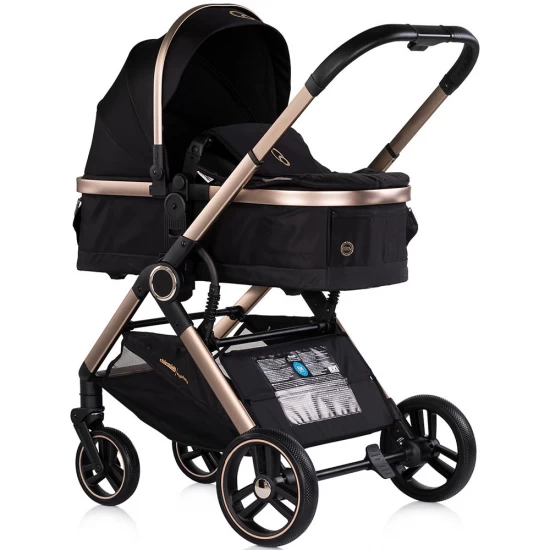 Carucior copii 3 in 1 cu landou, scaun auto, geanta mamici Chipolino Euphoria Noir