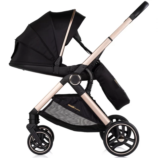 Carucior copii 3 in 1 cu landou, scaun auto, geanta mamici Chipolino Euphoria Noir