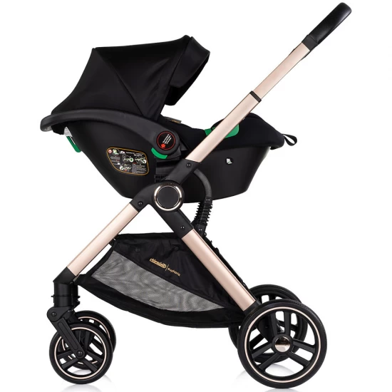 Carucior copii 3 in 1 cu landou, scaun auto, geanta mamici Chipolino Euphoria Noir