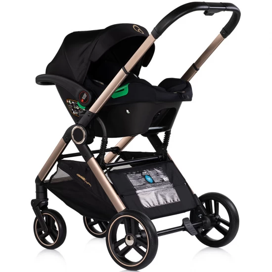 Carucior copii 3 in 1 cu landou, scaun auto, geanta mamici Chipolino Euphoria Noir