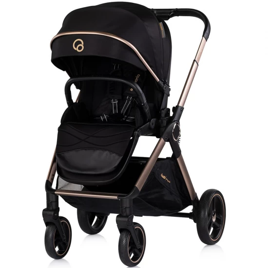 Carucior copii 3 in 1 cu landou, scaun auto, geanta mamici Chipolino Euphoria Noir